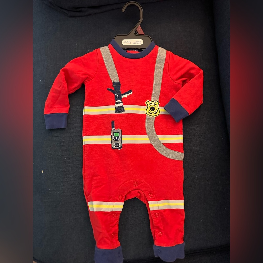 Baby Boden Red Firefighter Bodysuit